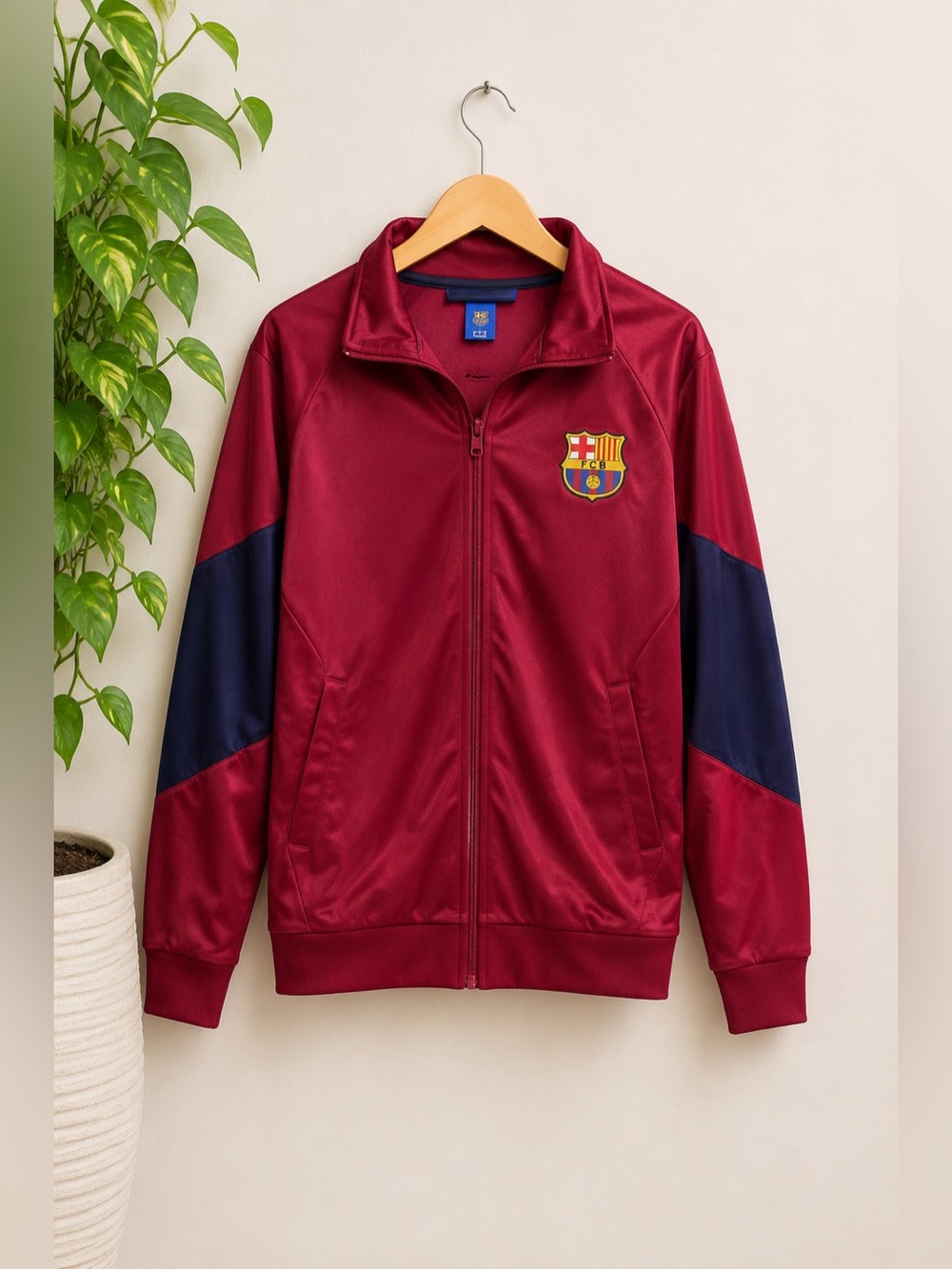 FC Barcelona Força Barça Youth Warm‎ Up Jacket Burgundy Full Zip Soccer Football